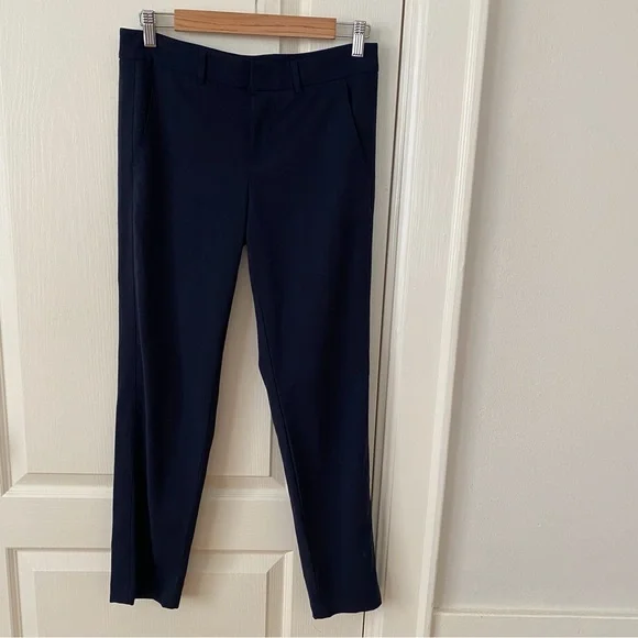 $265 NWOT Vince Navy Blue Wool Slim Straight-leg Cropped Trousers Dress Pants 4 - Picture 2 of 11